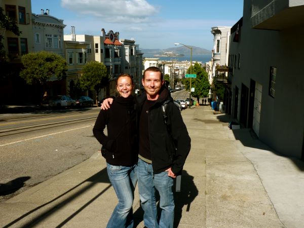 Wir mit Alcatraz im Hintergrund